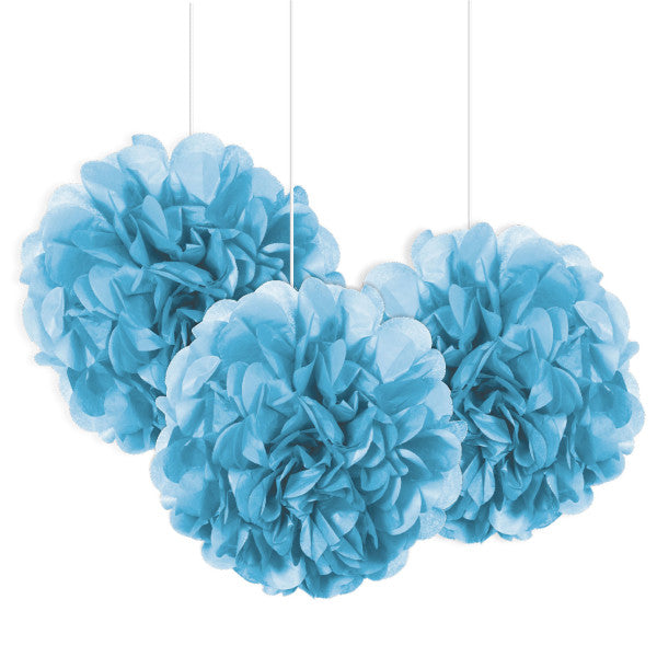 Pack of 3 Powder Blue Mini Puff Tissue Decorations– Choice Wholesale