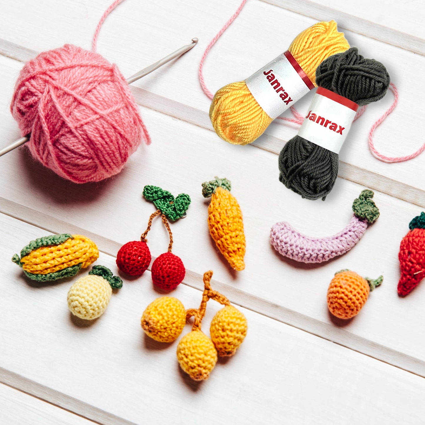 Pack of 5 Red Acrylic Yarn Rolls – 10g each, 4 Strand 8 Ply Knitting Wool