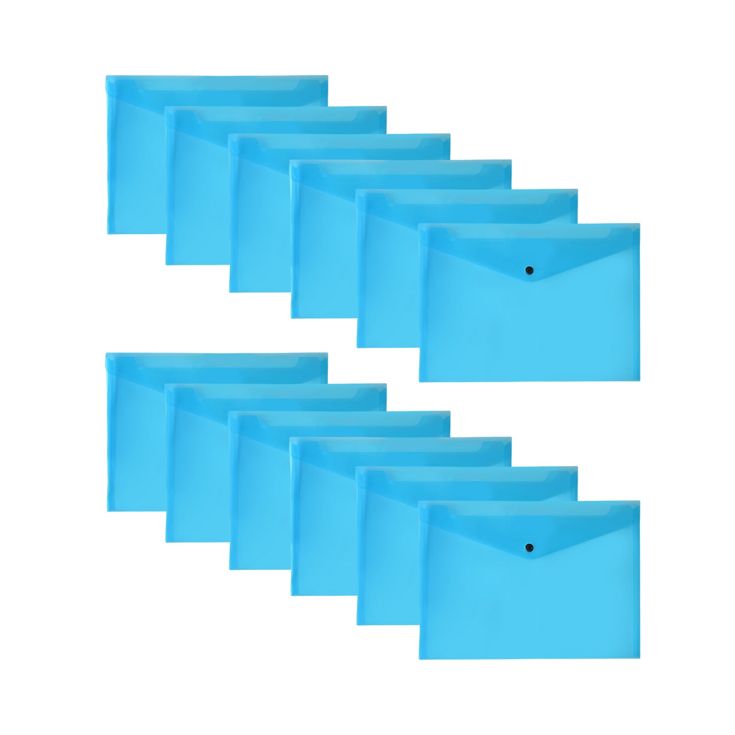 Pack of 12 A4 Blue Plastic Document Wallets by Janrax– Choice Wholesale
