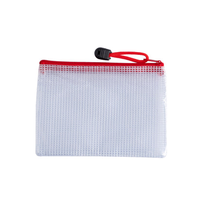 Pack of 12 A6 Red PVC Mesh Zip Bags