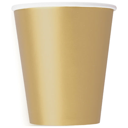 Pack of 14 Gold Solid 9oz Paper Cups