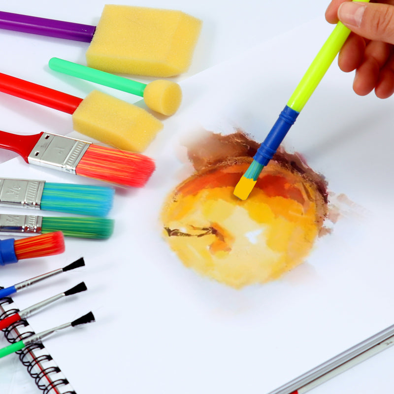 Pack of 11 Assorted Size Plastic Sponge Artist Brushes