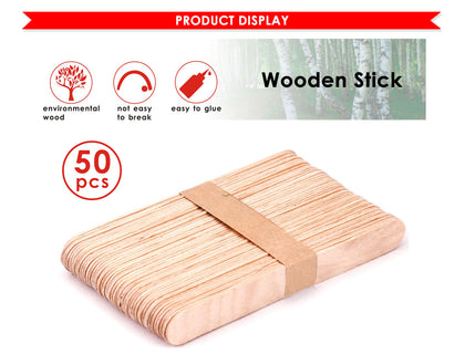 Pack of 50 Natural Colour Wooden Sticks Craft Lollipop