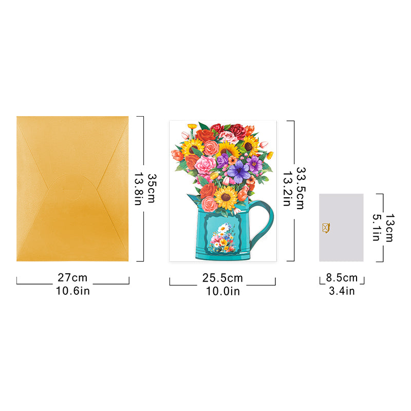 Garden Symphony Mixed Flower 3D Pop Up Pitcher Vase Greeting Card