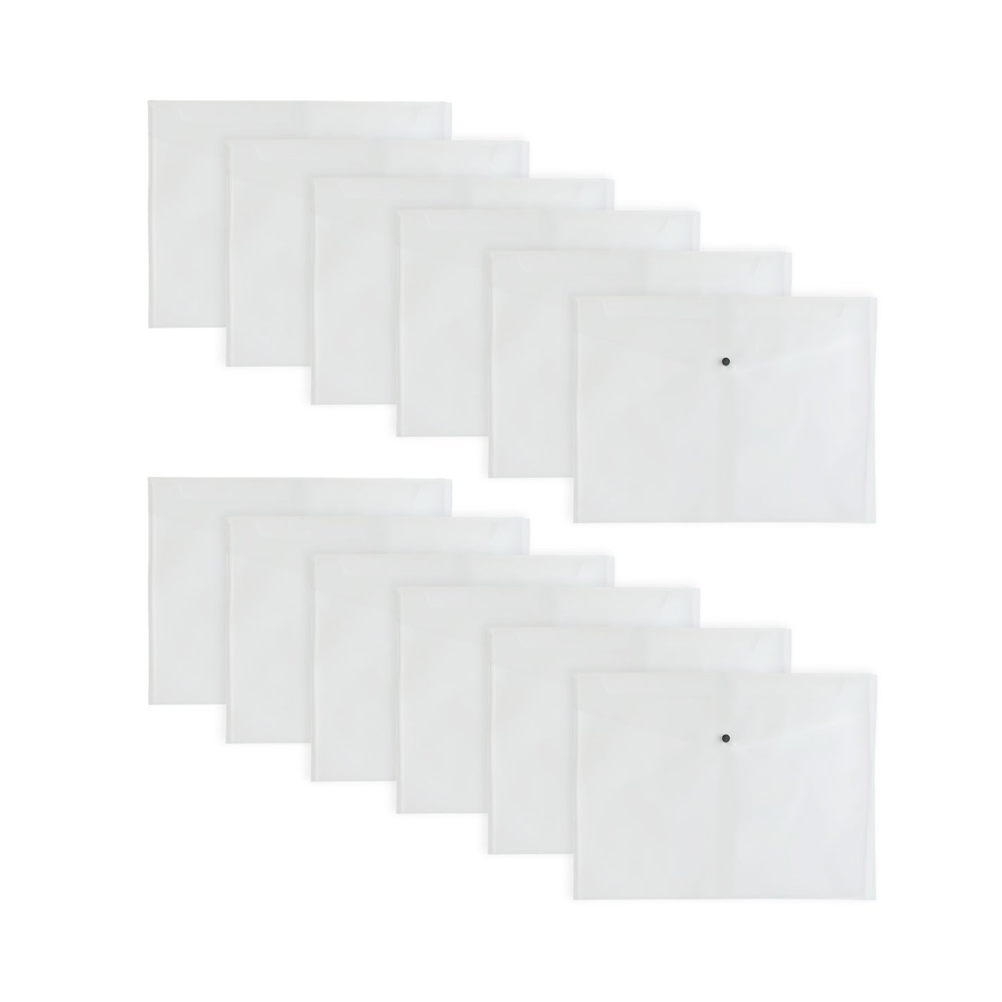 Pack of 12 Janrax A3 Clear Document Wallets - Button Stud Folder