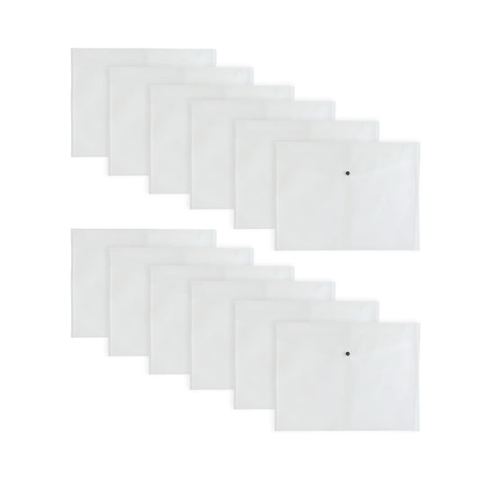 Pack of 12 Janrax A3 Clear Document Wallets - Button Stud Folder