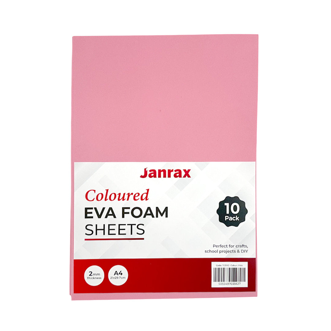 Pack of 10 A4 Pastel Pink Coloured Eva Foam Sheets