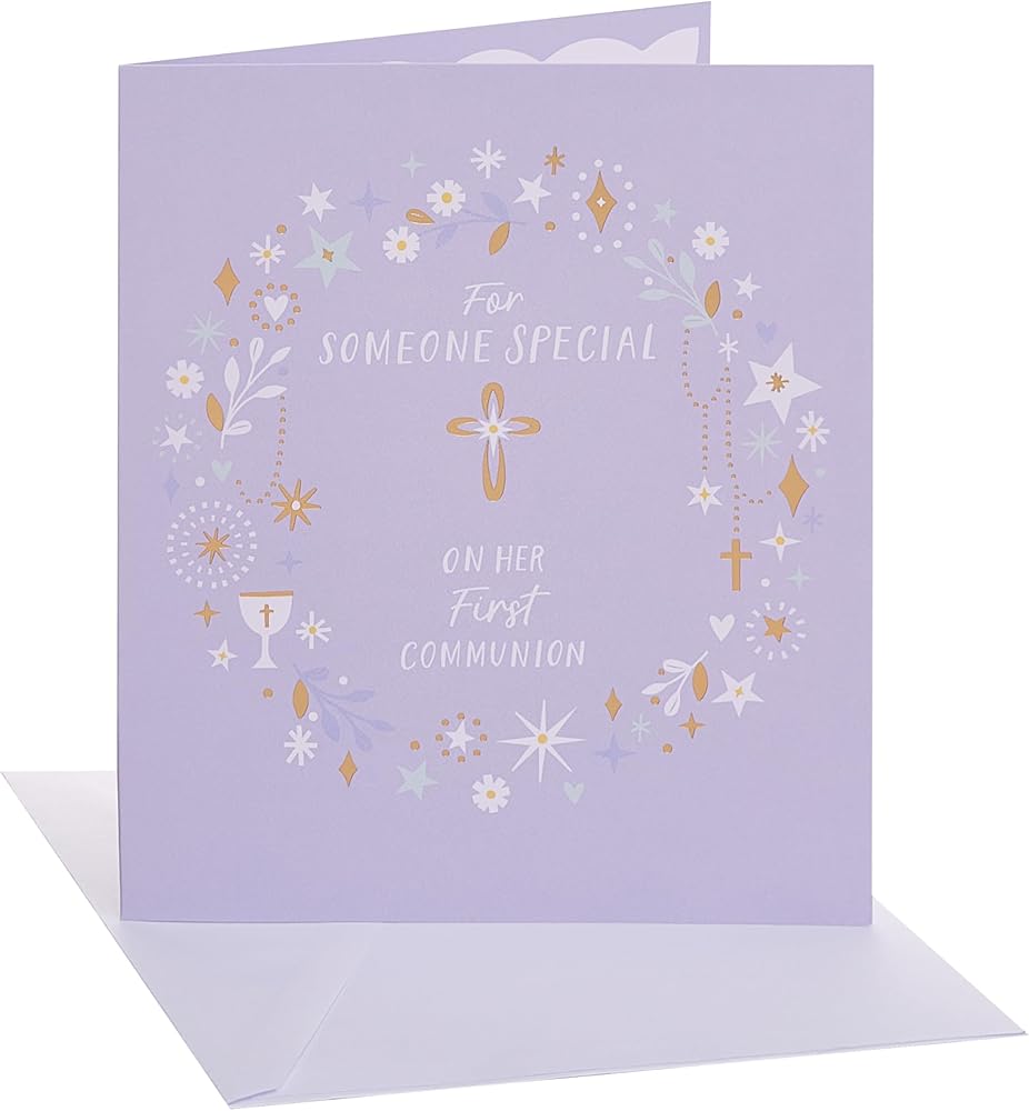Wreath with Cross Design Communion Congratulations Card