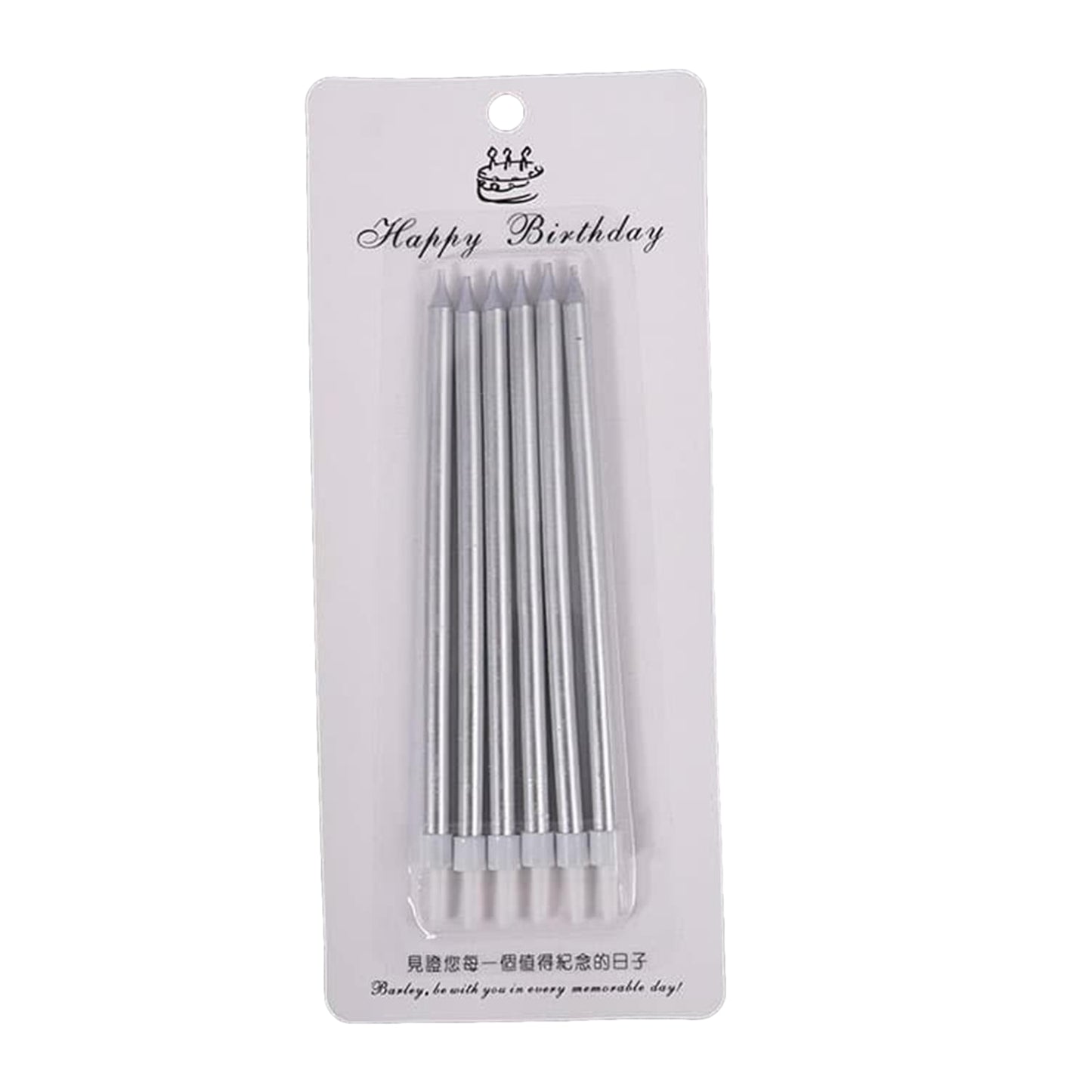 Pack of 6 Silver Smokeless Birthday Cake Candles