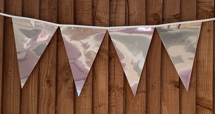 Metallic Silver Bunting 10m with 20 Pennants