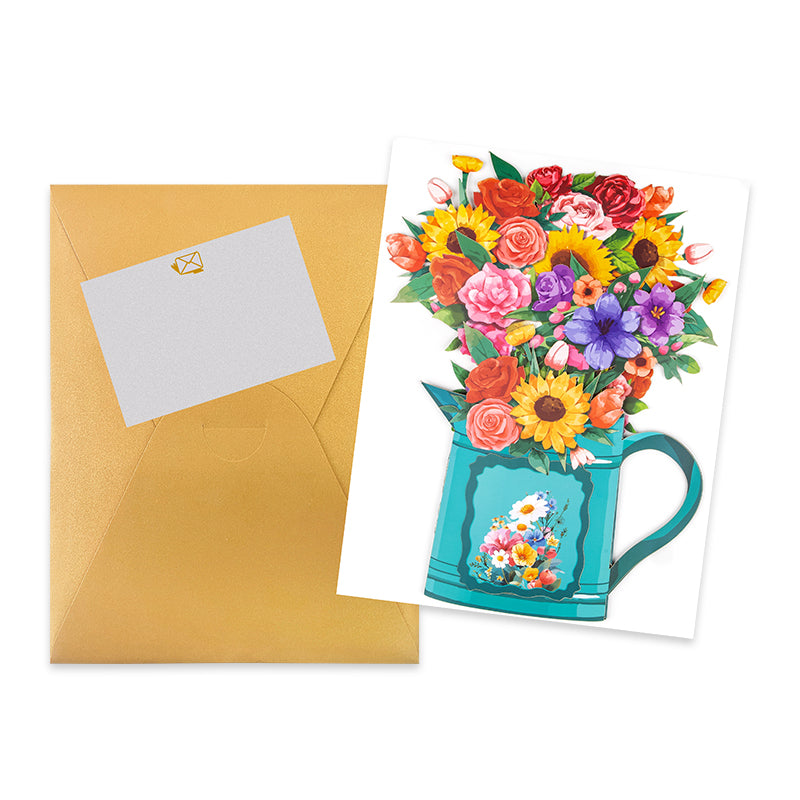 Garden Symphony Mixed Flower 3D Pop Up Pitcher Vase Greeting Card