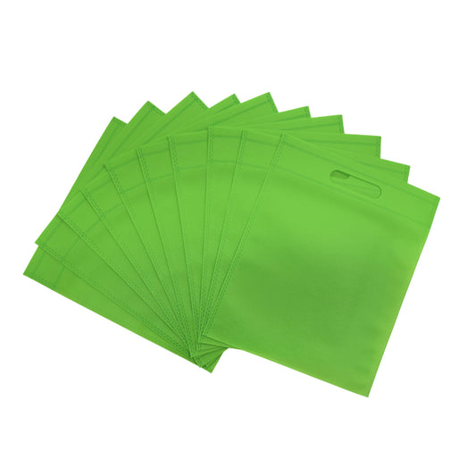 Pack of 100 Light Green Coloured 30x25cm Non-Woven Patch Handle Bags