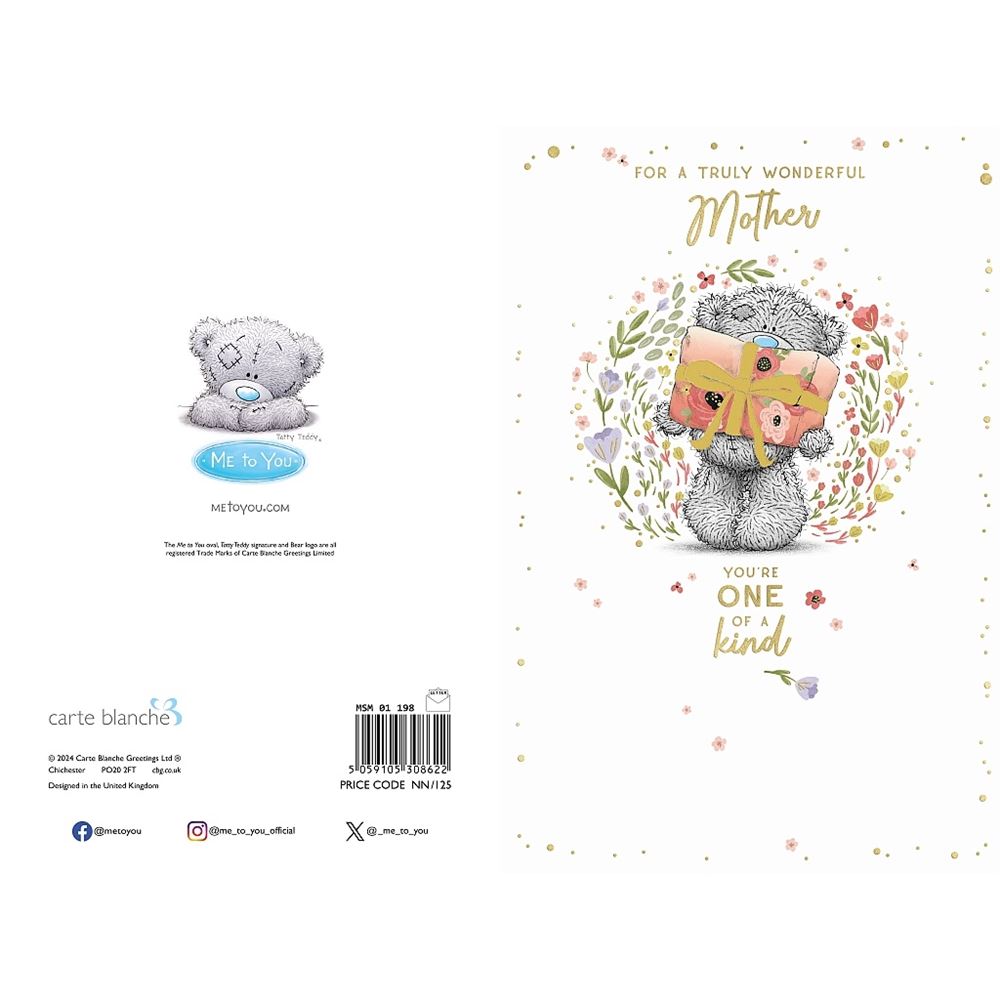 Bear Holding Gift Wonderful Mother, Mother's Day Card