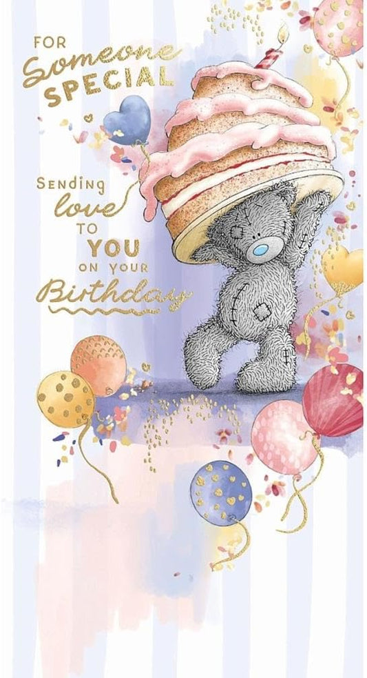 Bear Carrying Cake On Head Someone Special Birthday Card