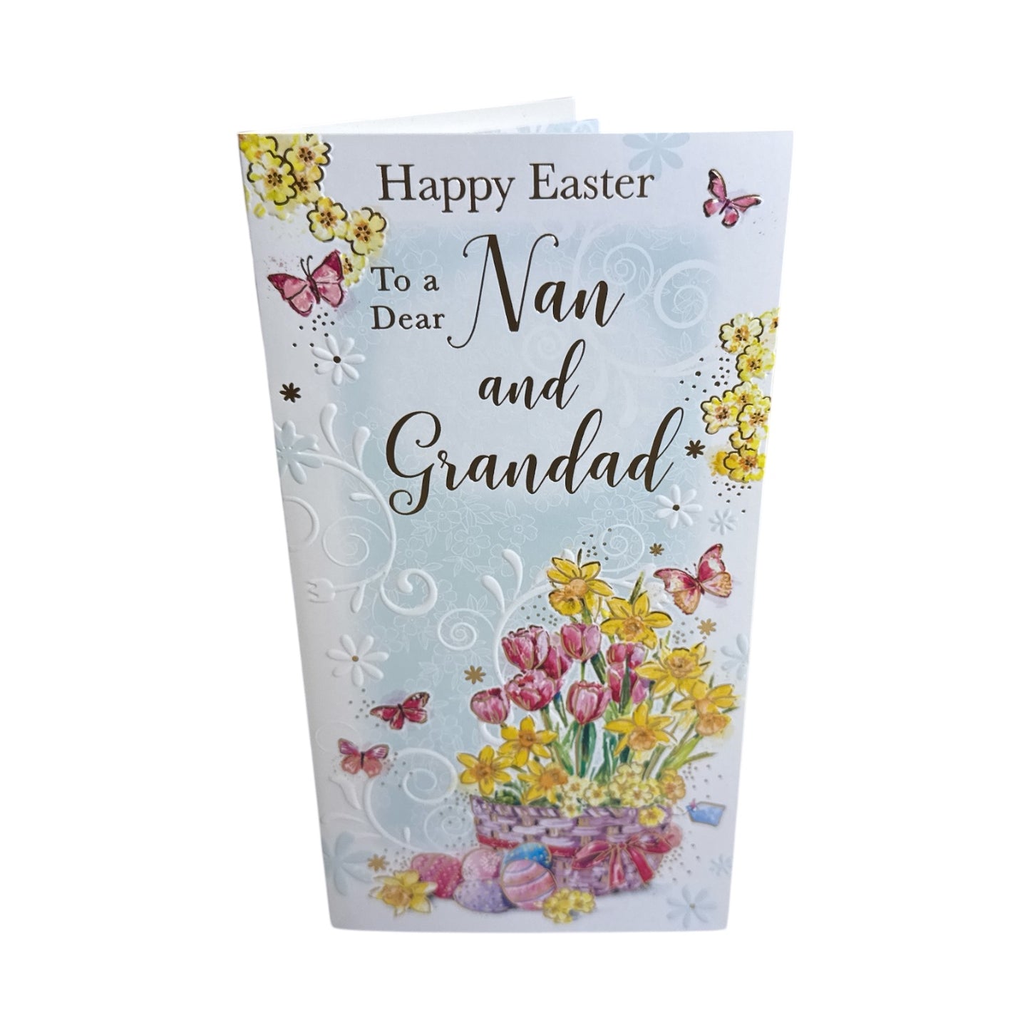 To Dear Nan And Grandad Basket Of Flowers Easter Card