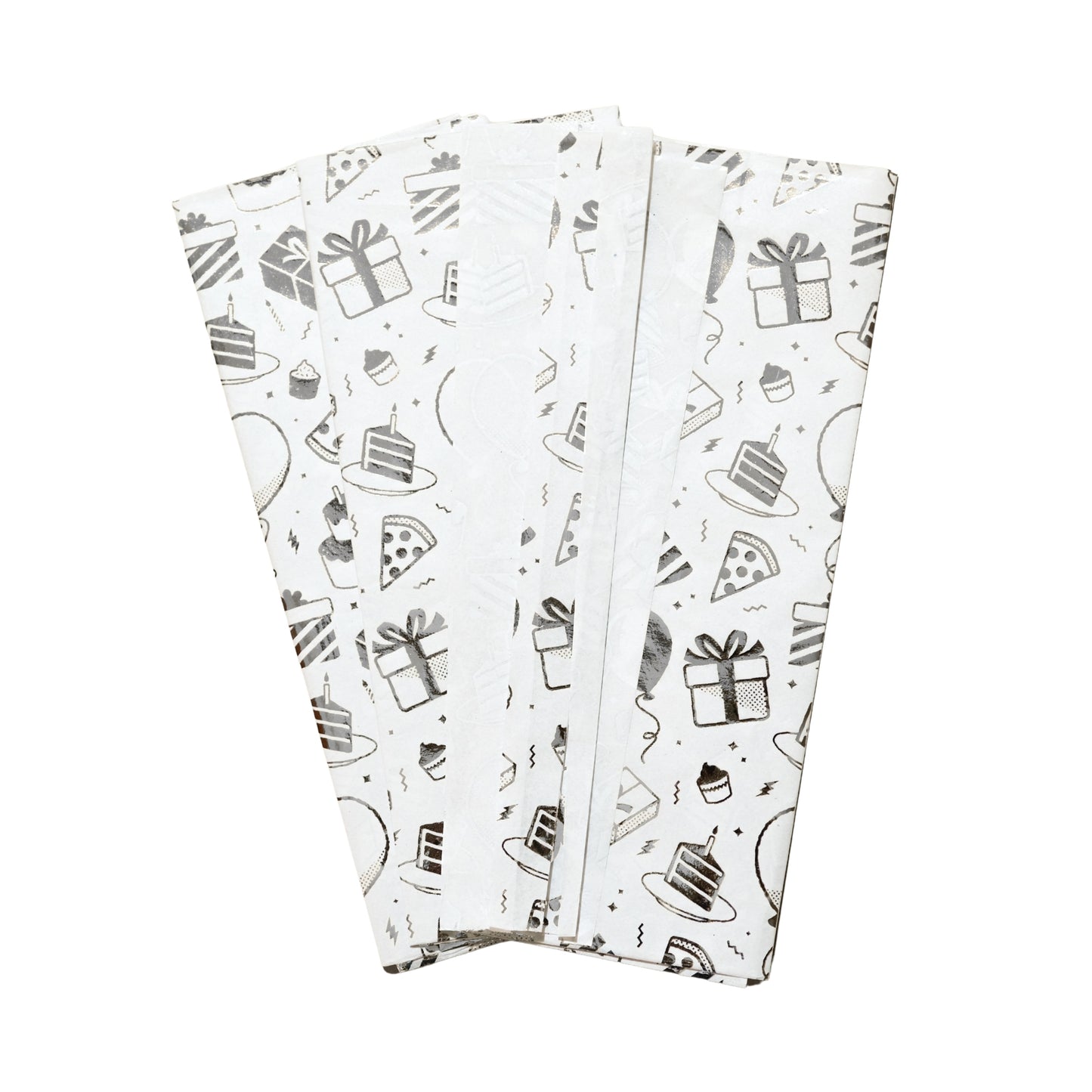 3 x Pack of 10 Birthday Luxury Silver Metallic Plastic-Free 18gsm Tissue Paper Sheets 50x70cm - Patterned Tissue Paper for Xmas, New Year, Party, Wedding, Birthday Packing Present Gift Box DIY Art Crafts