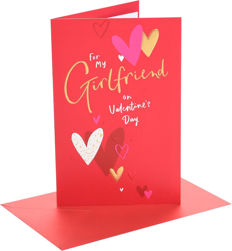 Lettering with Hearts Design Girlfriend Valentine's Day Card