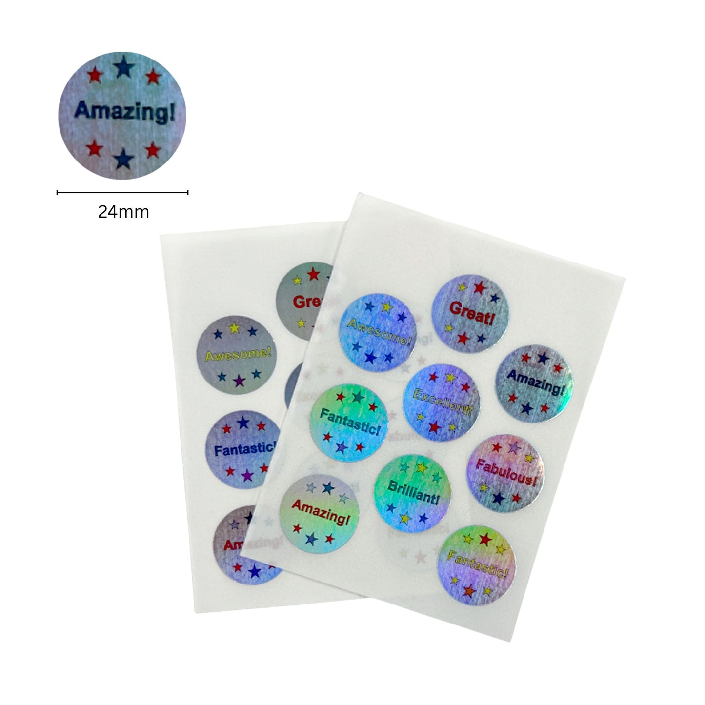 Pack of 216 Cool Holographic Round Labels 24mm