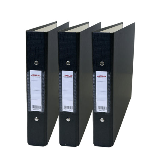 Pack of 3 A5 Black Paper Over Board Ring Binders by Janrax