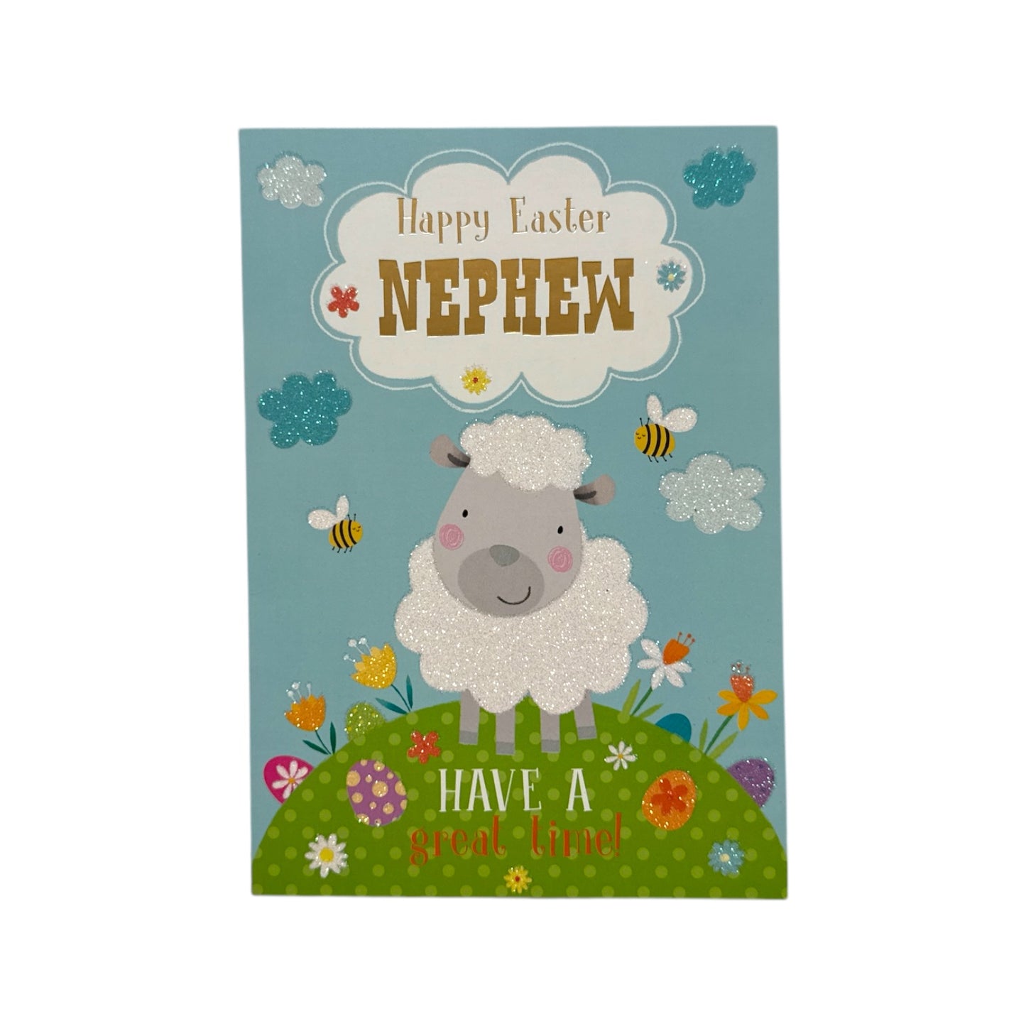 For Nephew Cute Lamb With Bees Design Open Easter Card