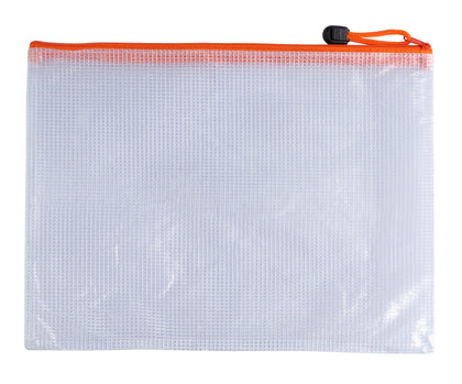 Pack of 12 A3 Orange PVC Mesh Zip Bags