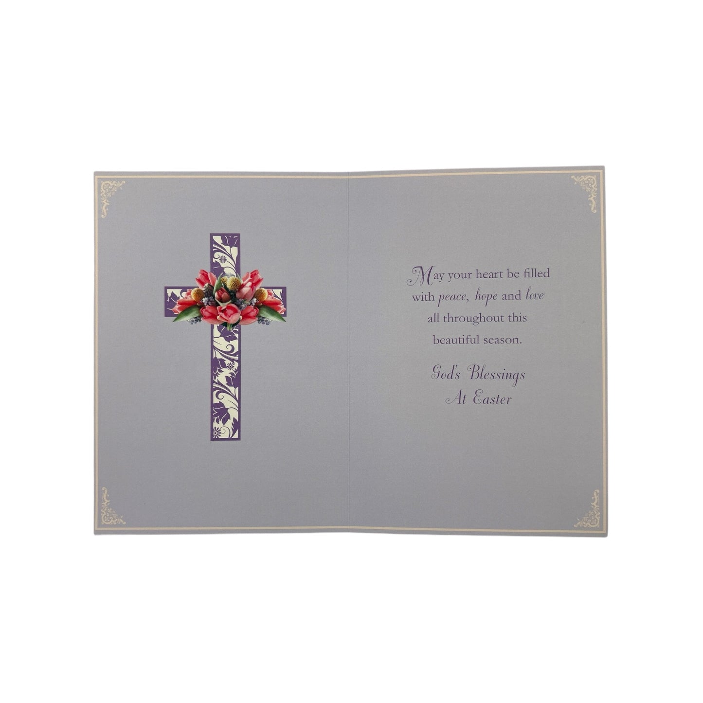 Blessings At Easter Pink Floral Cross Design Easter Card