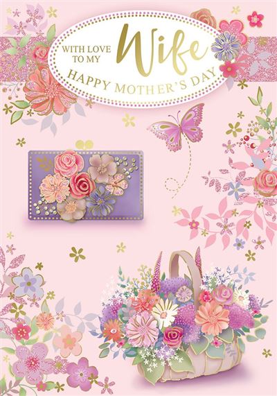 To My Wife Pastel Flowers Wallet Design Mother's Day Card