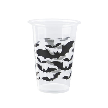 Pack of 8 Black Bats Halloween 16oz Plastic Party Cups