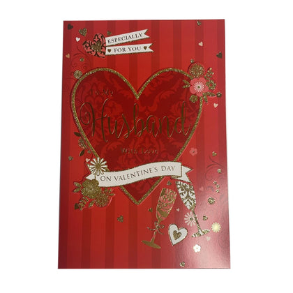 Especially For You Husband Gold Glitter Heart Design Valentine's Day Card
