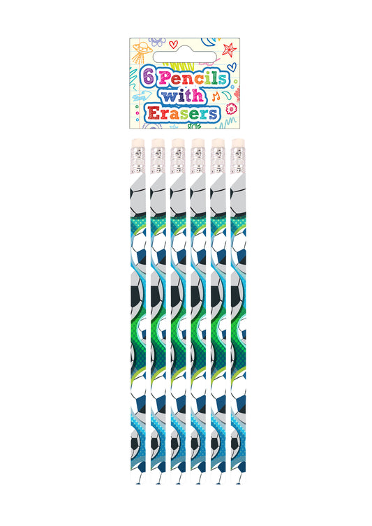 Pack of 6 Football Pencils with Erasers