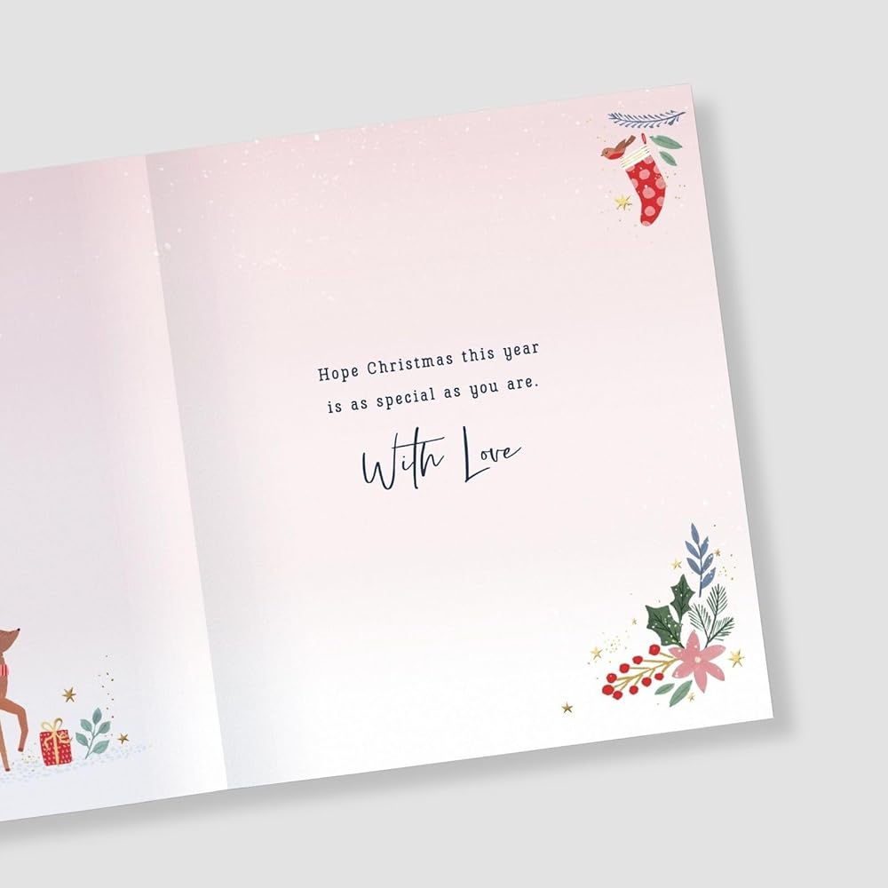 Reindeer With Wreath Lovely Nanny Christmas Card