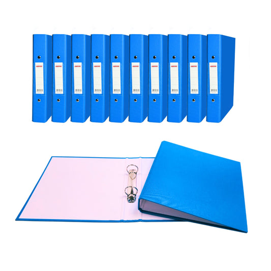 Pack of 20 A5 Light Blue Paper Over Board Ring Binders by Janrax