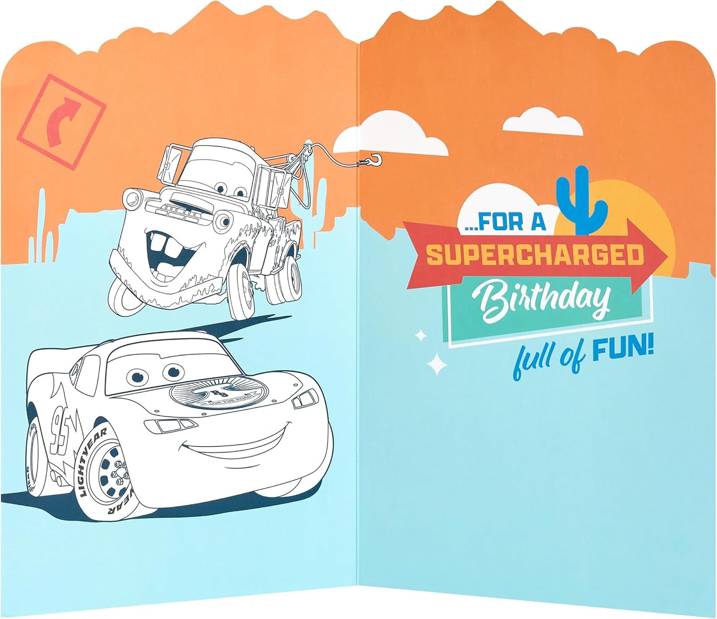 Disney Car Lightning McQueen Design 4th Birthday Card with Activity Inside