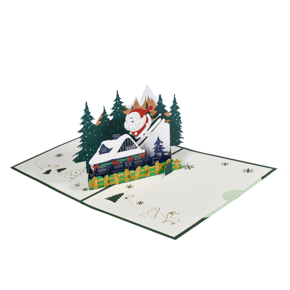 Frosty Fun Santa’s Ski Slope 3D Pop Up Christmas Card