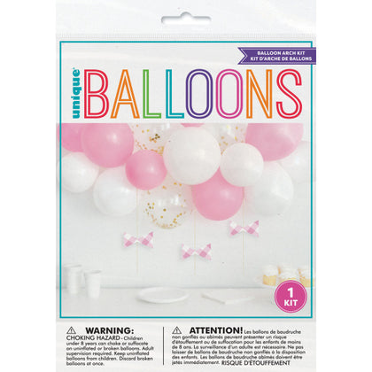 Pink Gingham 1st Birthday Balloon Arch Kit