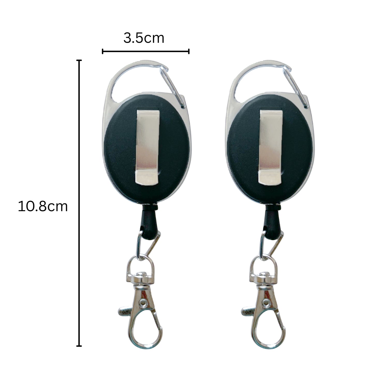 Black Solid Keyreel With Carabiner