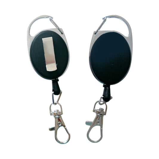Black Solid Keyreel With Carabiner