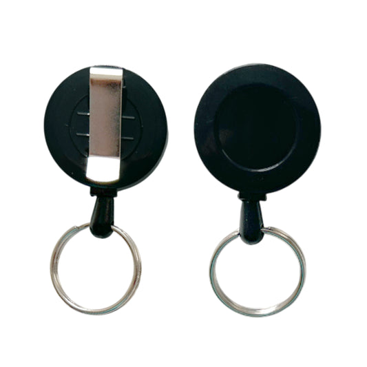 Silver Round Key Reel - ID Card Retractable Recoil Badge Holder Ring