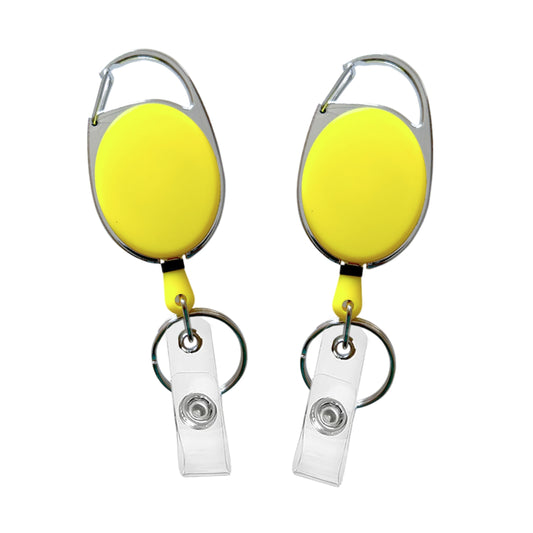 Yellow Solid Key Reel with Keyring & ID Card Badge Holder