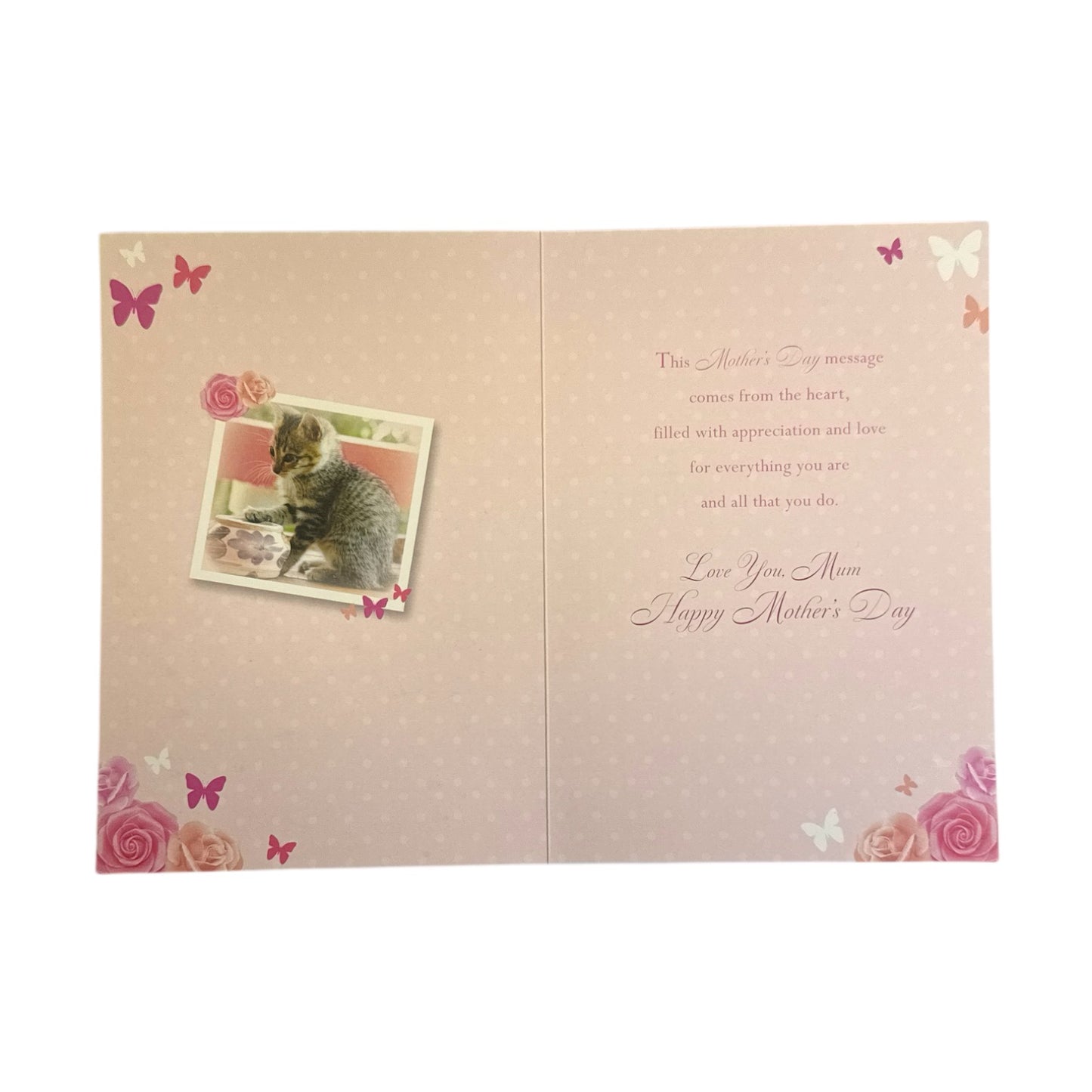 To Dear Mum Kitten Design Pink Mother's Day Card