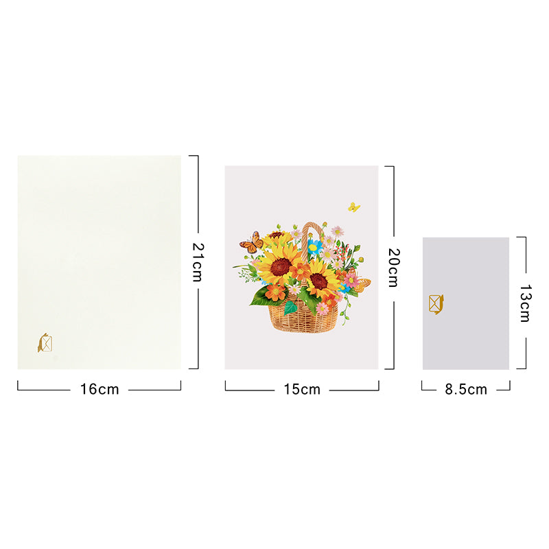 Sunflower Bloom Basket 3D Pop Up Greeting Card