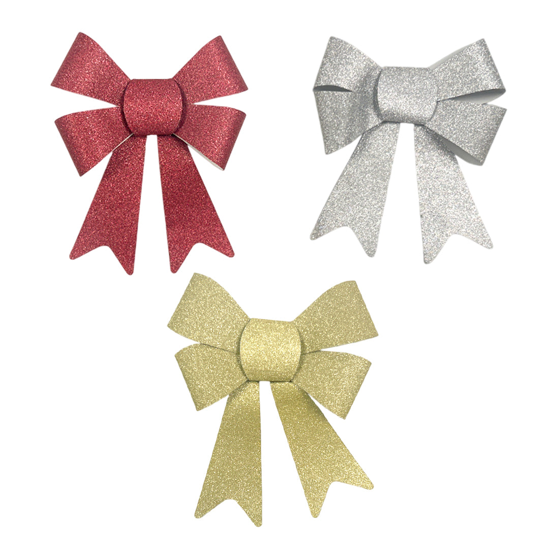 Pack of 9 Christmas Red, Gold, Silver Present Gift Bows