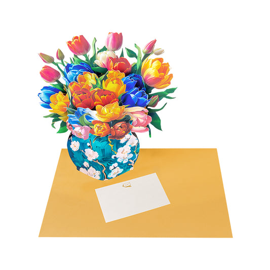 Tulip Harmony 3D Pop Up Vase Greeting Card