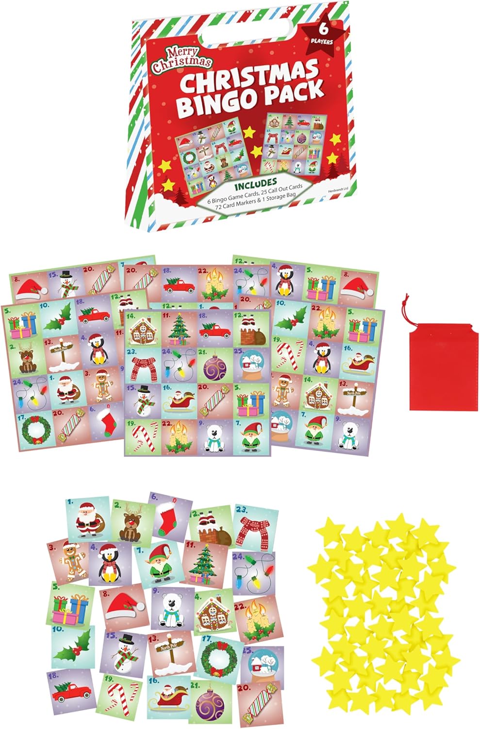 Pack of 6 Christmas Bingo Game Sets