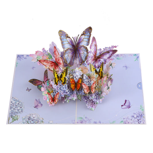 Blue and Purple Butterfly 3D Pop Up Greeting Card