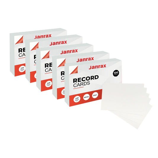 Pack of 600 White Plain 6x4" Record Cards – Blank Study Index Cards for Notes, Revision