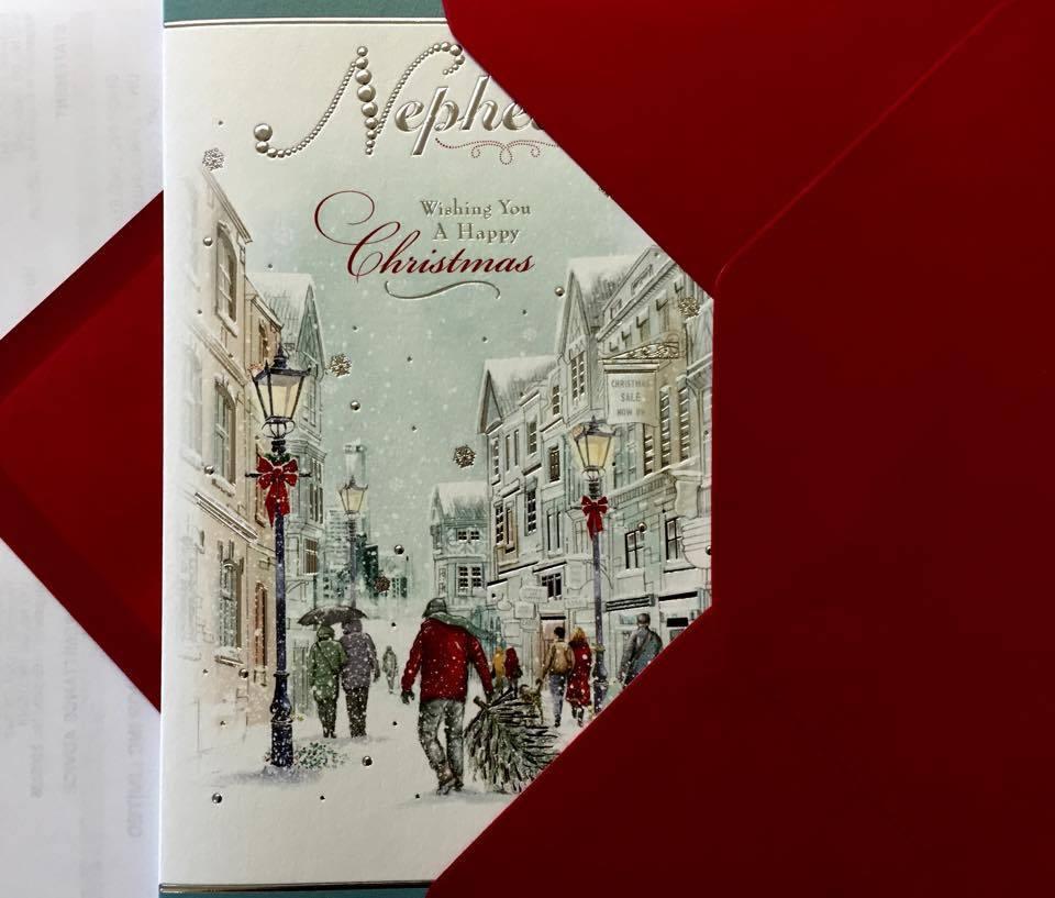 NEPHEW - NICE VERSE SILVER FOIL CHRISTMAS CARD