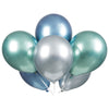 Pack of 6 Assorted Blue, Green & Silver Platinum 11" Latex Balloons