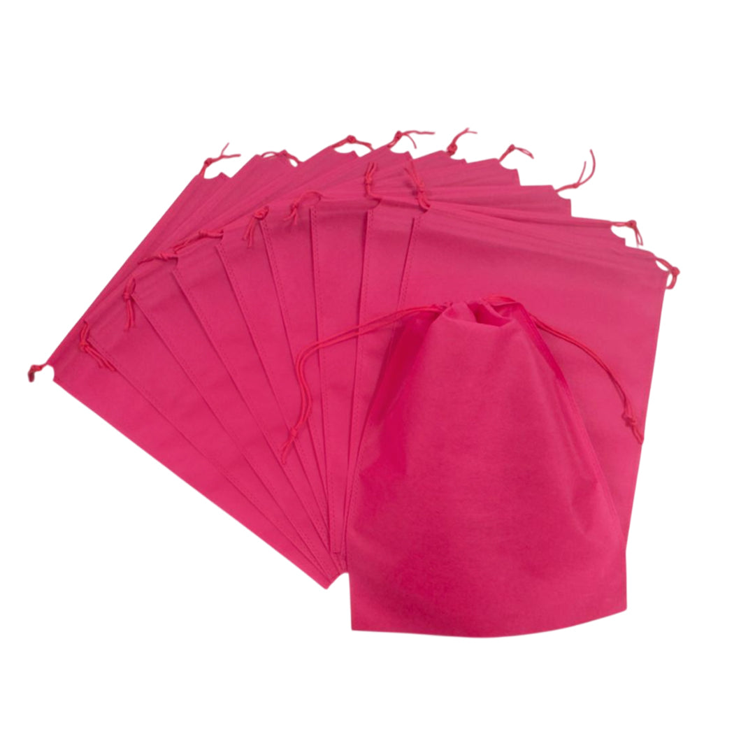 Pack of 25 Pink Coloured 32x22cm Non-Woven Drawstring Bags