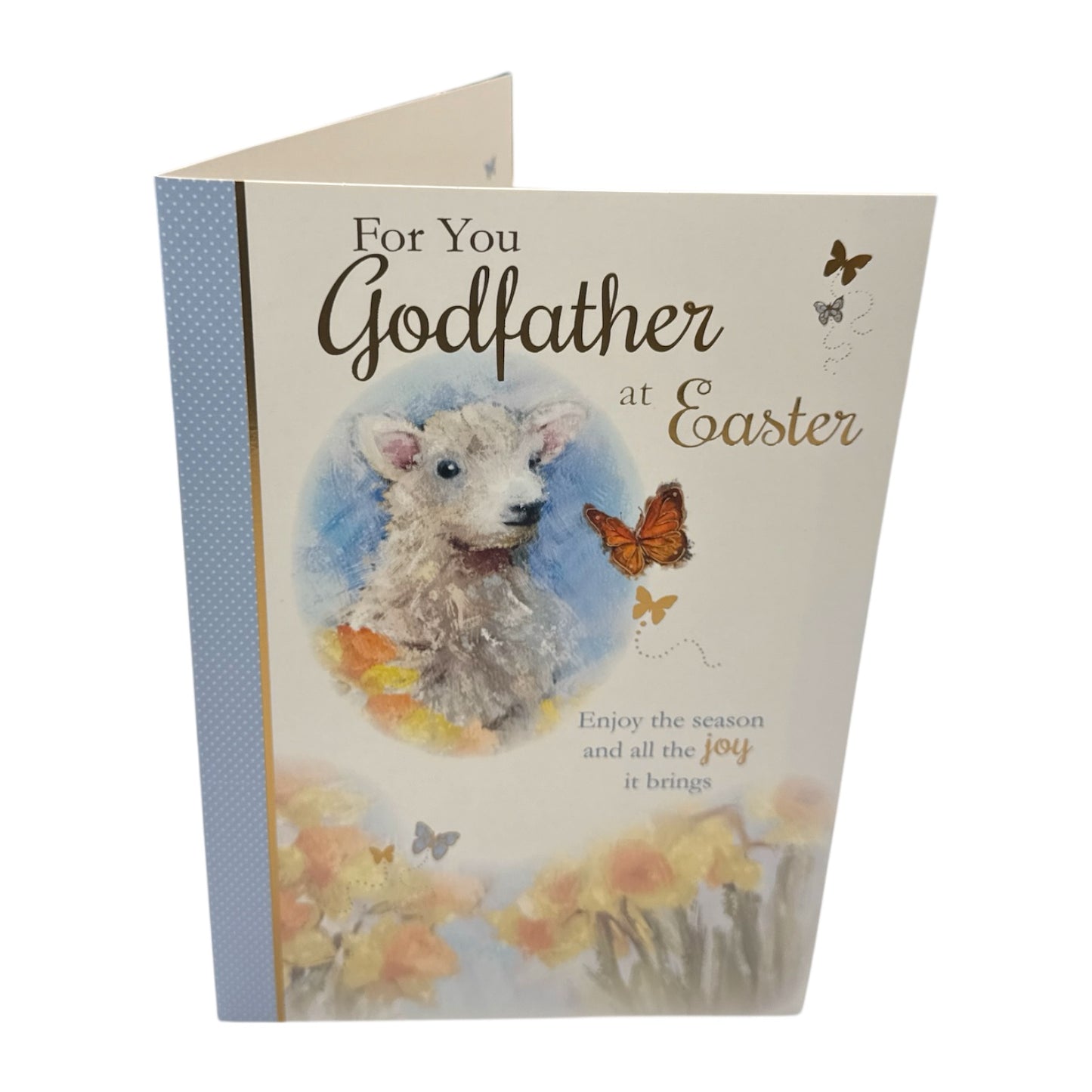 For You Godfather Cute Lamb Floral Design Easter Card